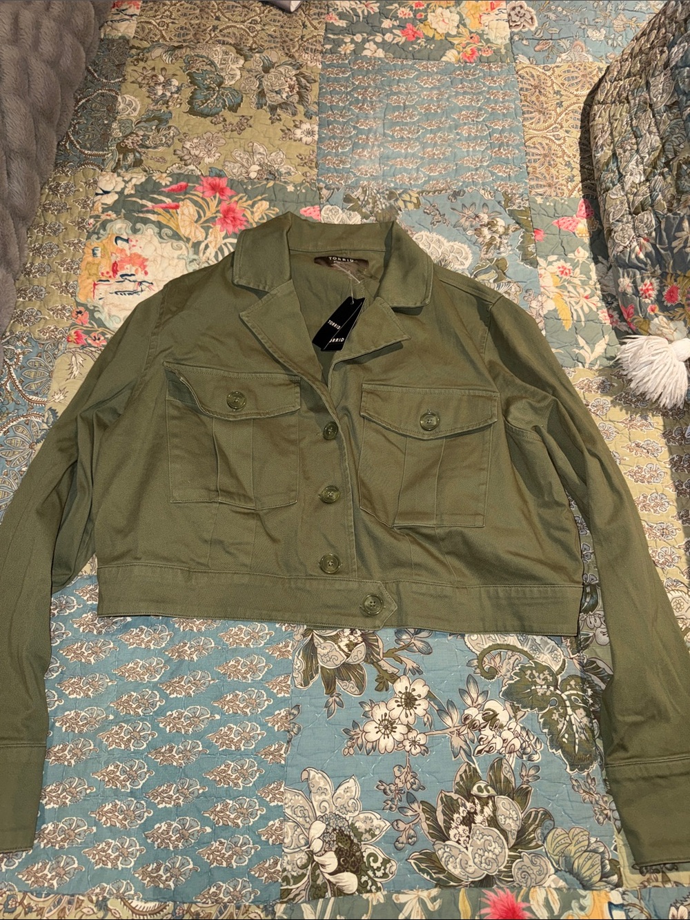 Torrid Olive Green Cropped Utility Jacket